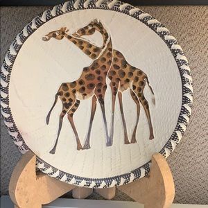 Ceramic Giraffe  decor in wooden Stand